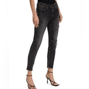 Moussy Vintage Lenwood Mid Rise Skinny Black Ankle Jeans 27